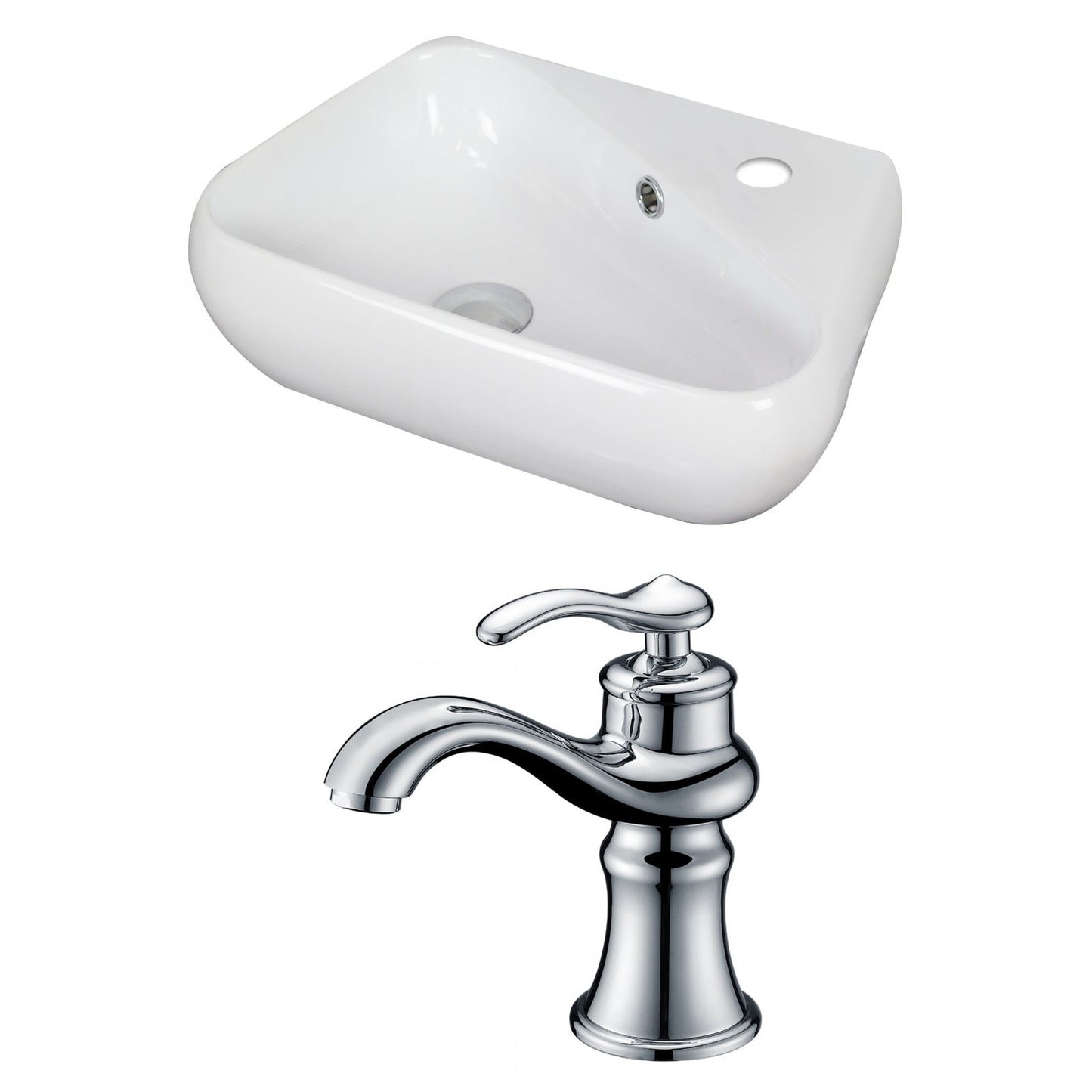 American Imaginations AI-15324 18" White Unique Ceramic Above Counter Bathroom Vessel Sink Set