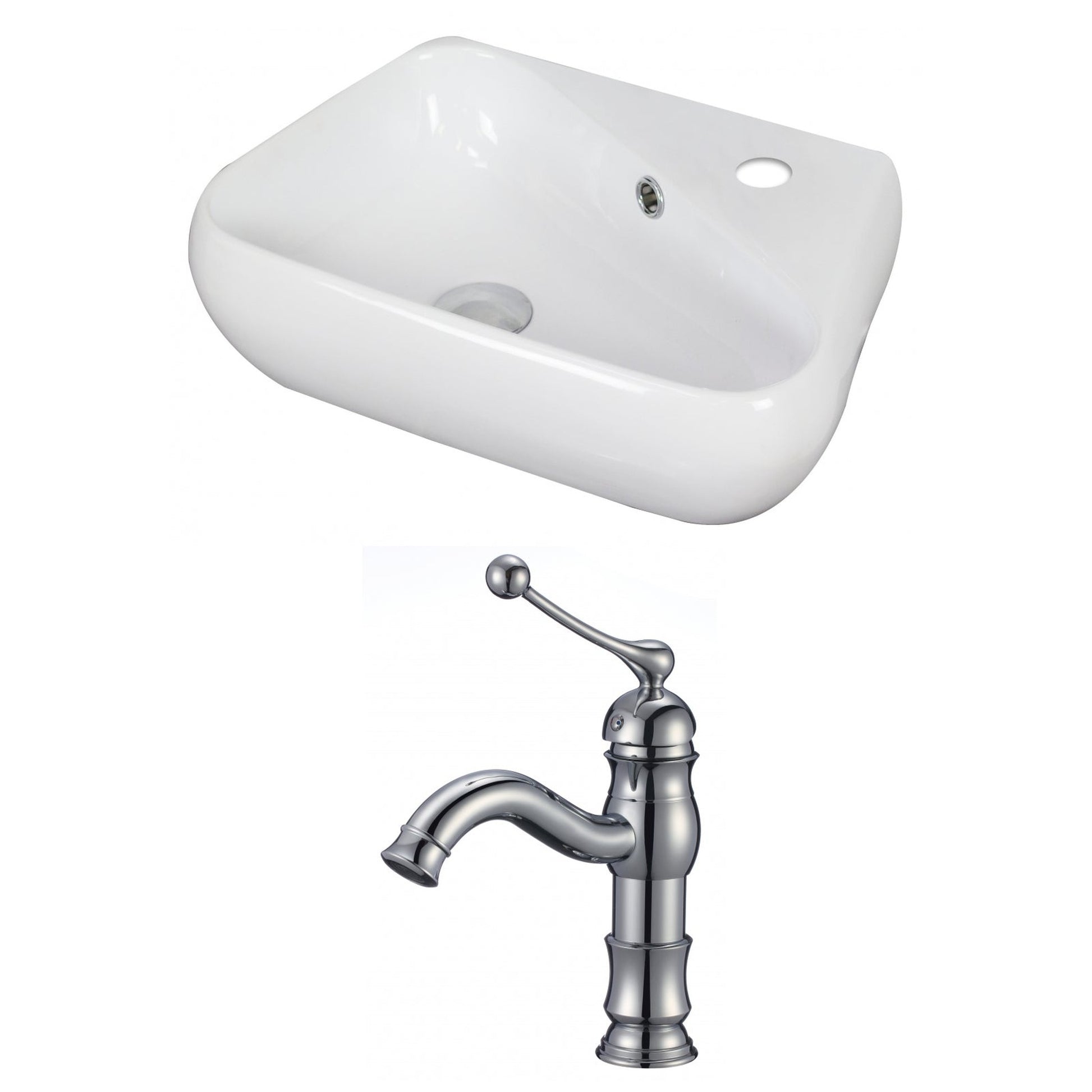 American Imaginations AI-15329 18" White Unique Ceramic Above Counter Bathroom Vessel Sink Set