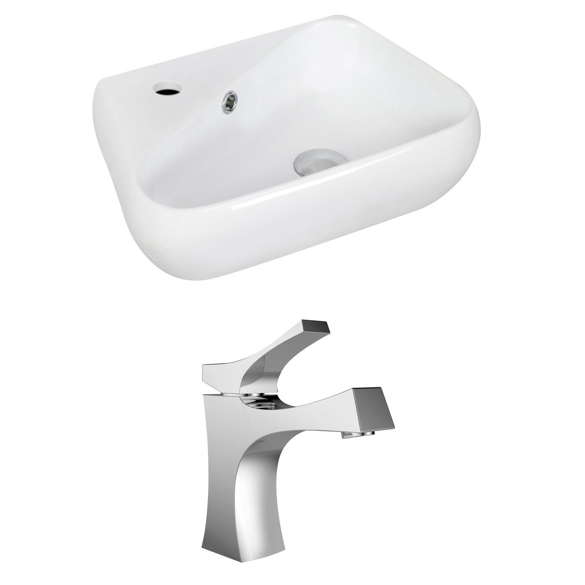American Imaginations AI-15330 18" White Unique Ceramic Wall Mount Bathroom Vessel Sink Set