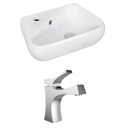 American Imaginations AI-15330 18" White Unique Ceramic Wall Mount Bathroom Vessel Sink Set