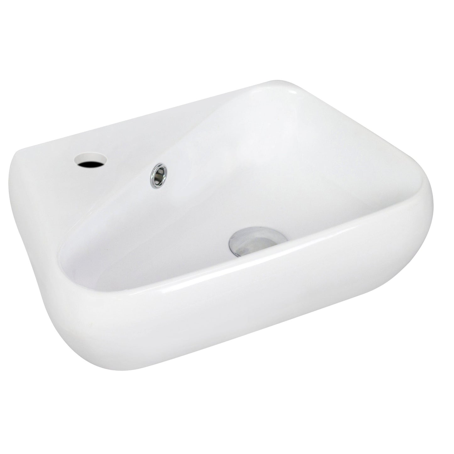American Imaginations AI-15331 18" White Unique Ceramic Wall Mount Bathroom Vessel Sink Set