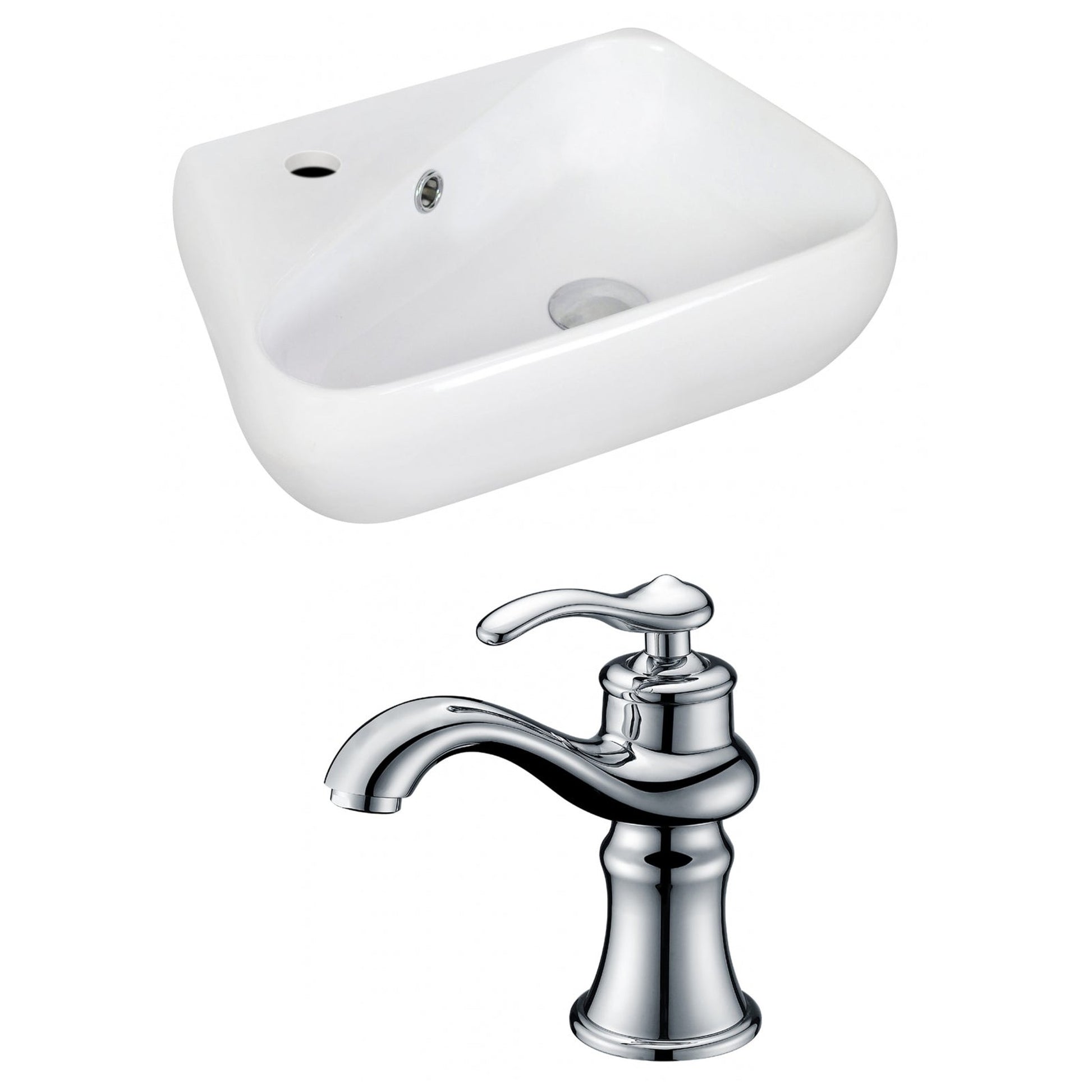 American Imaginations AI-15331 18" White Unique Ceramic Wall Mount Bathroom Vessel Sink Set