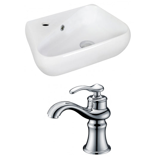 American Imaginations AI-15331 18" White Unique Ceramic Wall Mount Bathroom Vessel Sink Set