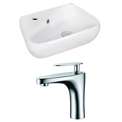 American Imaginations AI-15332 18" White Unique Ceramic Wall Mount Bathroom Vessel Sink Set