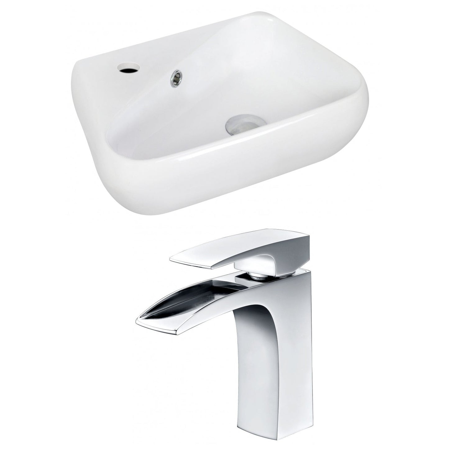 American Imaginations AI-15334 18" White Unique Ceramic Wall Mount Bathroom Vessel Sink Set