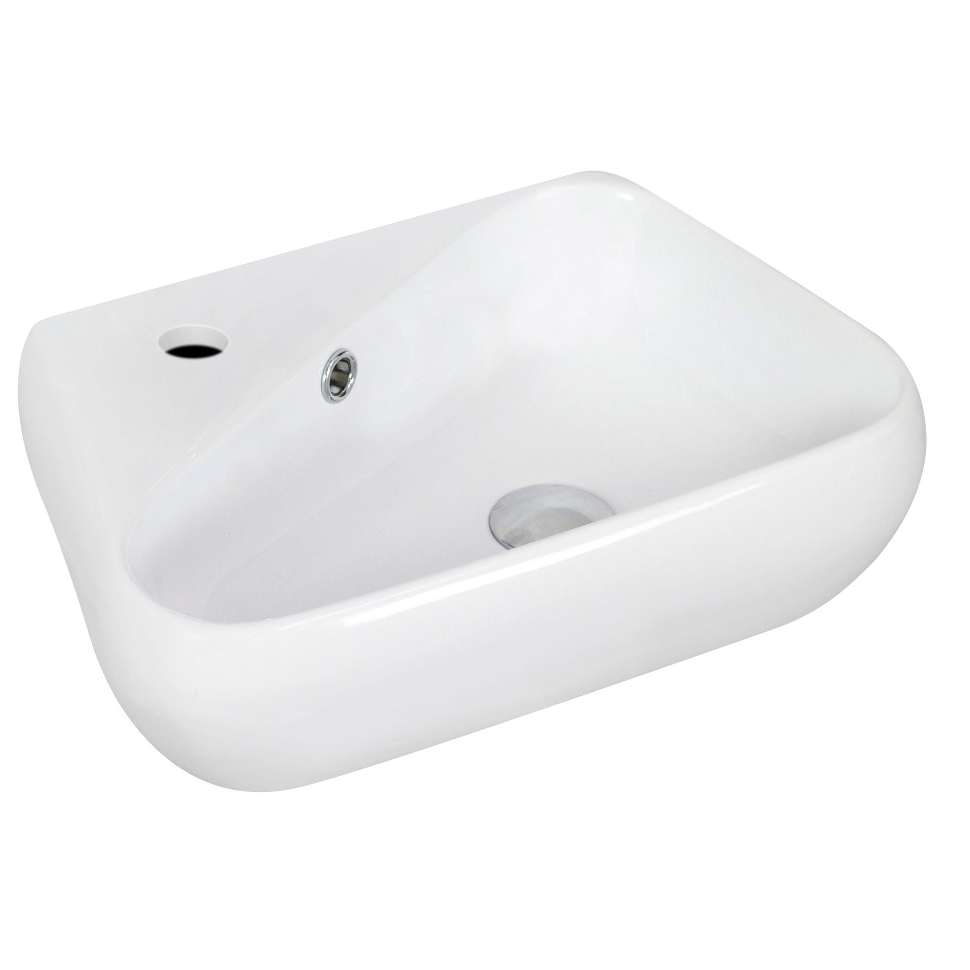 American Imaginations AI-15336 18" White Unique Ceramic Wall Mount Bathroom Vessel Sink Set