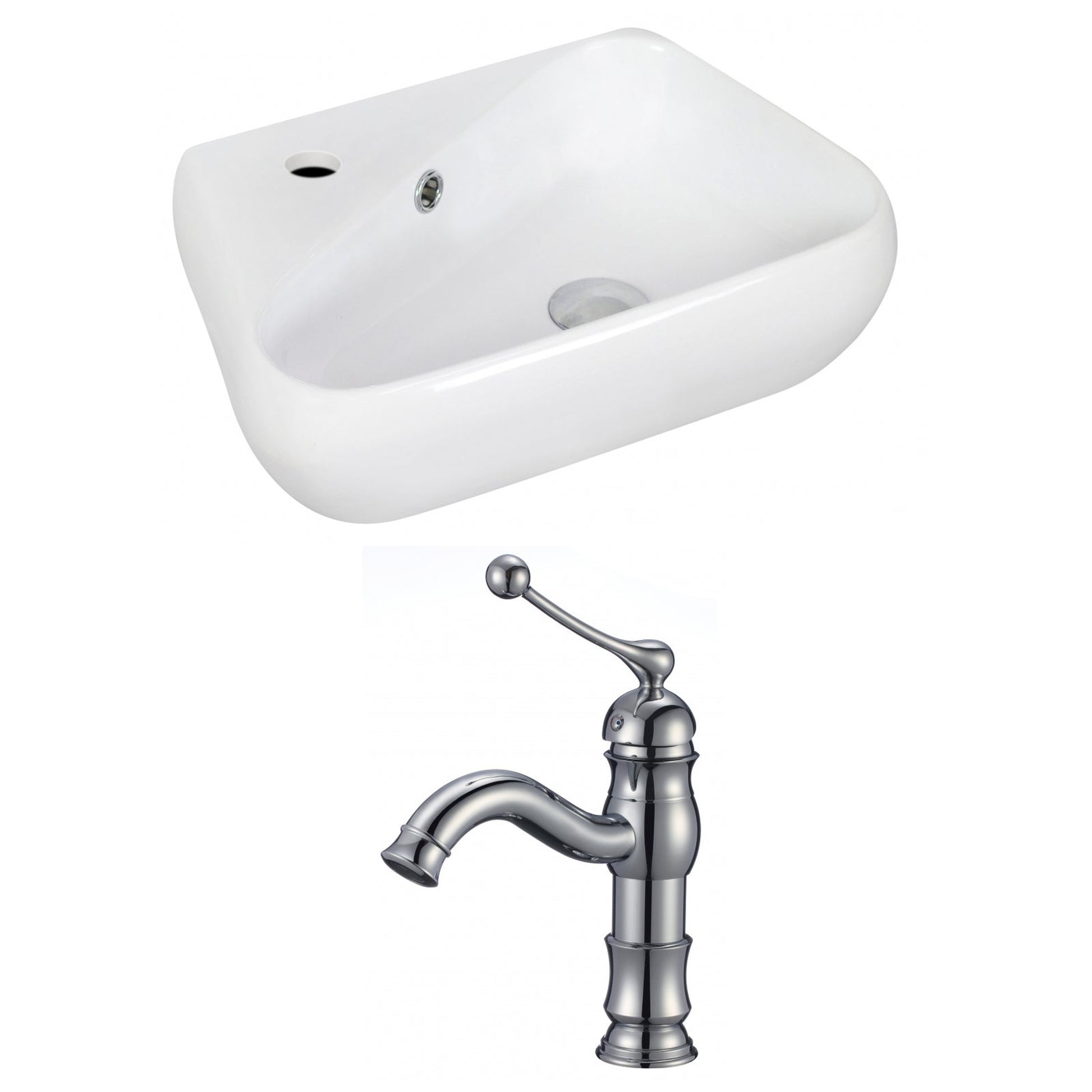 American Imaginations AI-15336 18" White Unique Ceramic Wall Mount Bathroom Vessel Sink Set