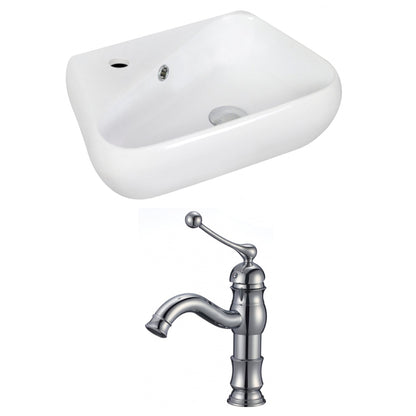 American Imaginations AI-15336 18" White Unique Ceramic Wall Mount Bathroom Vessel Sink Set