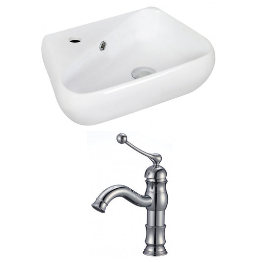 American Imaginations AI-15336 18" White Unique Ceramic Wall Mount Bathroom Vessel Sink Set