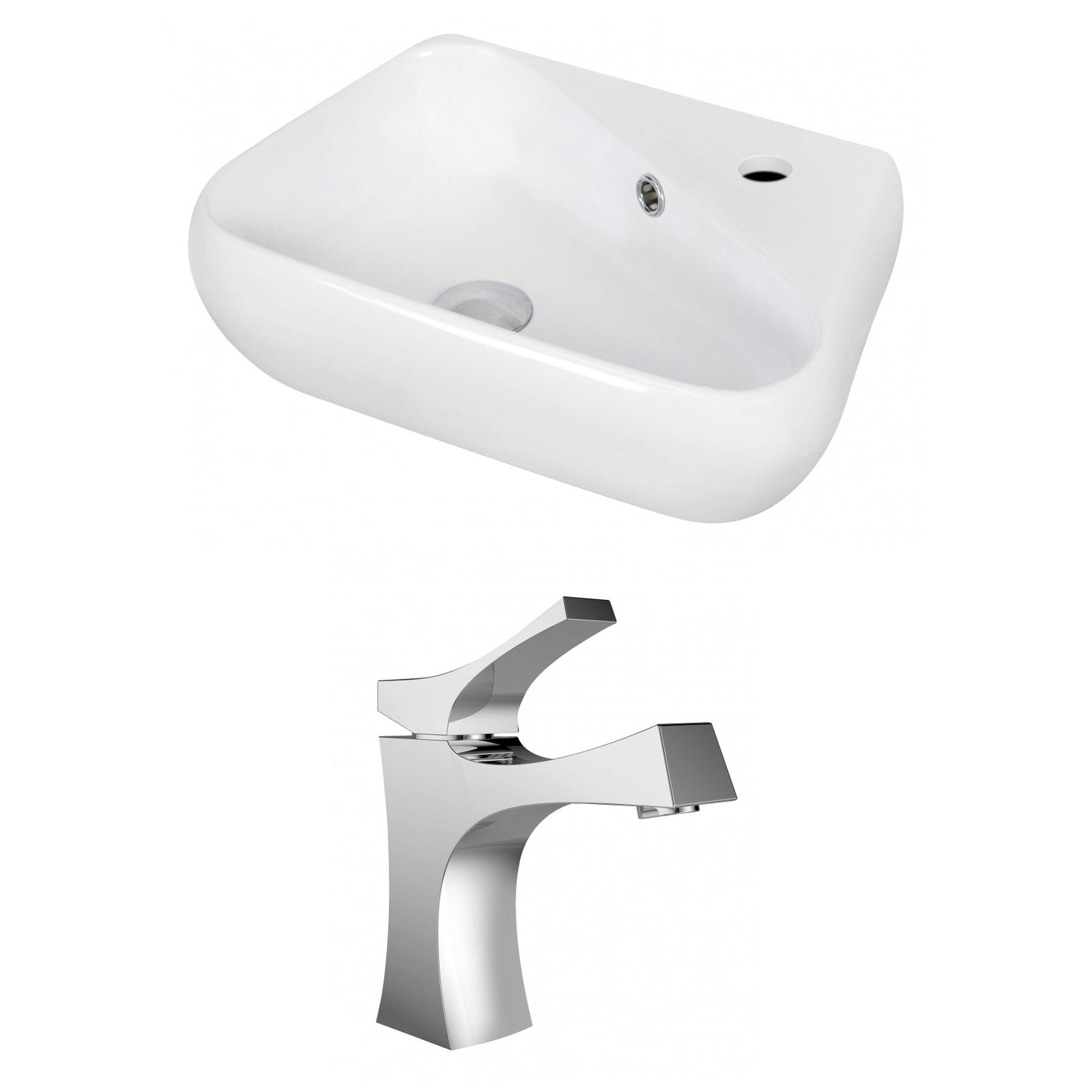 American Imaginations AI-15337 18" White Unique Ceramic Wall Mount Bathroom Vessel Sink Set
