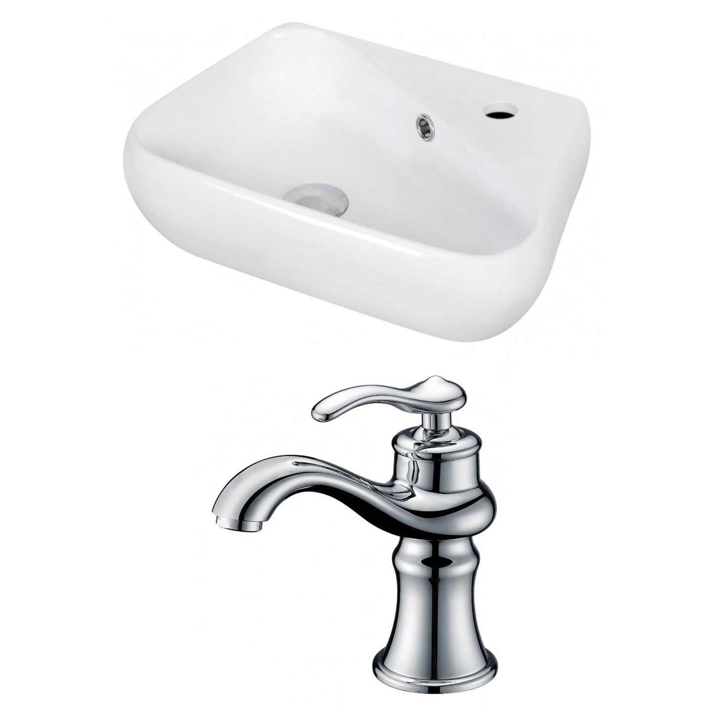 American Imaginations AI-15338 18" White Unique Ceramic Wall Mount Bathroom Vessel Sink Set