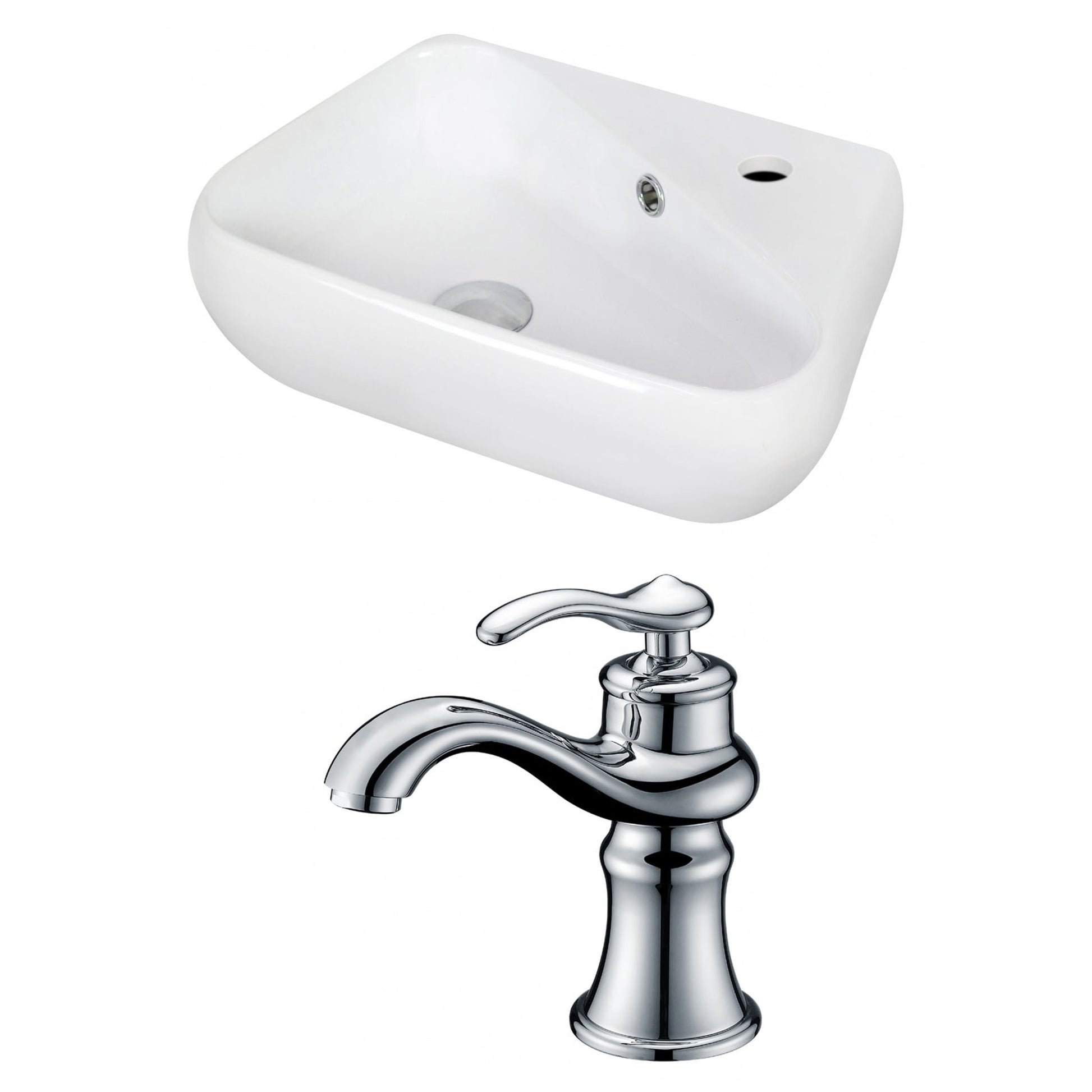 American Imaginations AI-15338 18" White Unique Ceramic Wall Mount Bathroom Vessel Sink Set