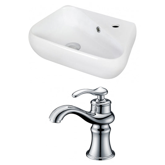 American Imaginations AI-15338 18" White Unique Ceramic Wall Mount Bathroom Vessel Sink Set