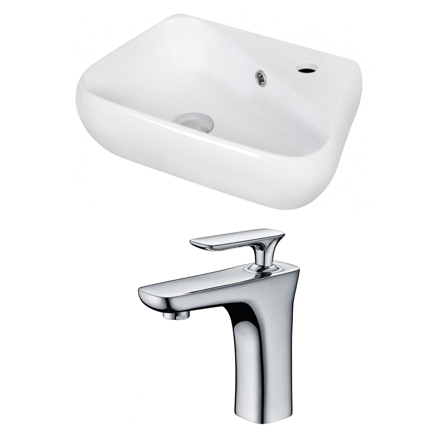American Imaginations AI-15340 18" White Unique Ceramic Wall Mount Bathroom Vessel Sink Set