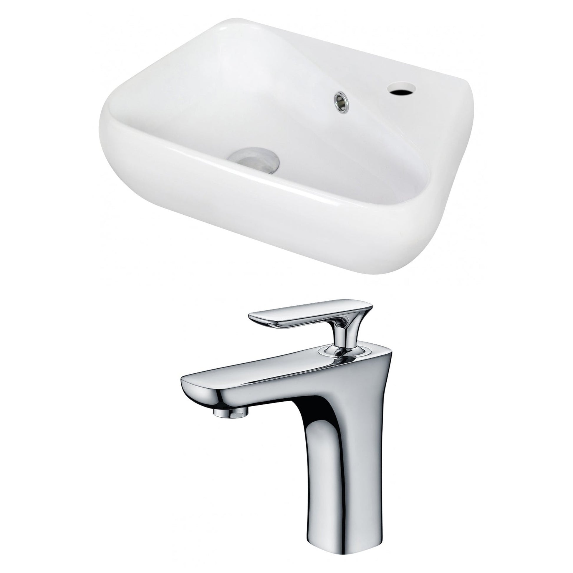 American Imaginations AI-15340 18" White Unique Ceramic Wall Mount Bathroom Vessel Sink Set