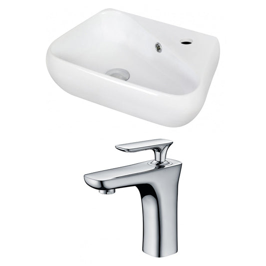 American Imaginations AI-15340 18" White Unique Ceramic Wall Mount Bathroom Vessel Sink Set