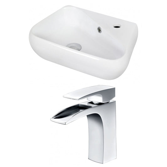 American Imaginations AI-15341 18" White Unique Ceramic Wall Mount Bathroom Vessel Sink Set