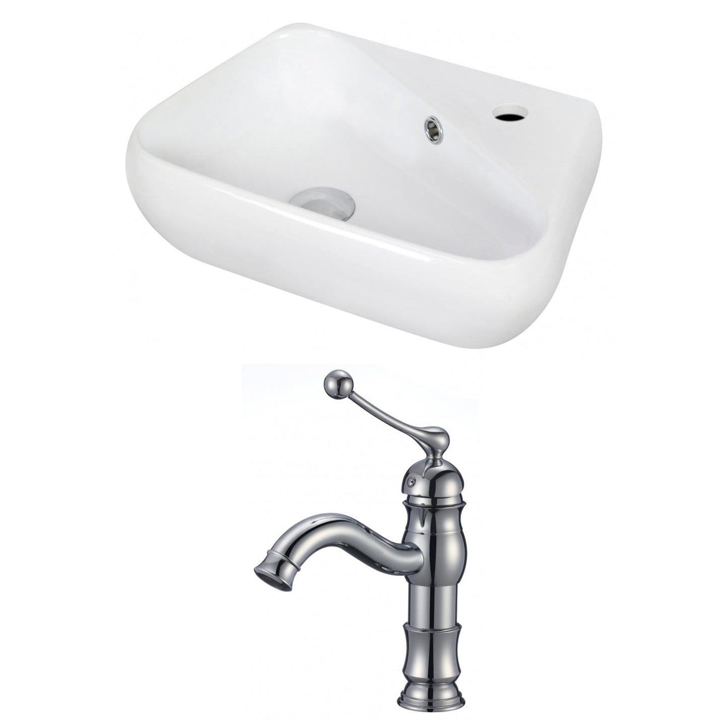 American Imaginations AI-15343 18" White Unique Ceramic Wall Mount Bathroom Vessel Sink Set