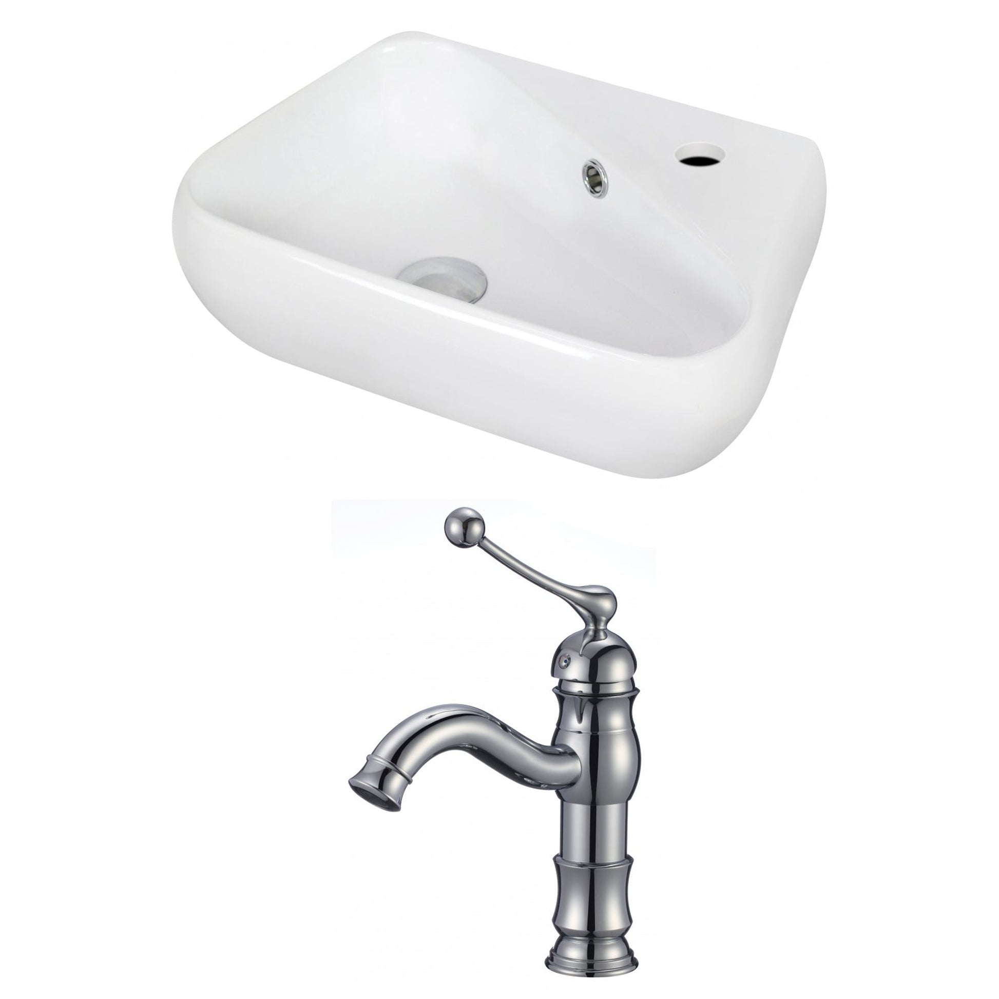 American Imaginations AI-15343 18" White Unique Ceramic Wall Mount Bathroom Vessel Sink Set