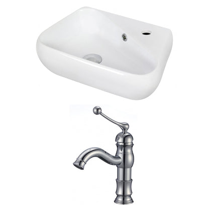 American Imaginations AI-15343 18" White Unique Ceramic Wall Mount Bathroom Vessel Sink Set