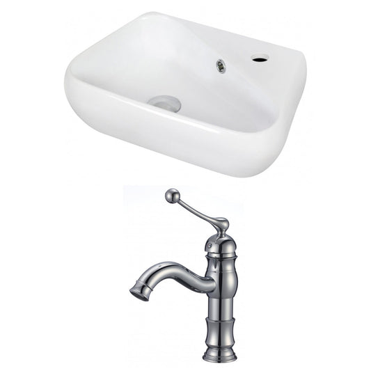 American Imaginations AI-15343 18" White Unique Ceramic Wall Mount Bathroom Vessel Sink Set