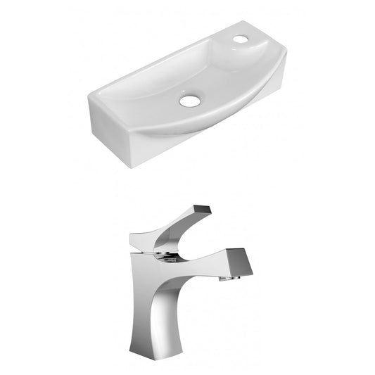 American Imaginations AI-15344 18" White Rectangular Ceramic Above Counter Bathroom Vessel Sink Set