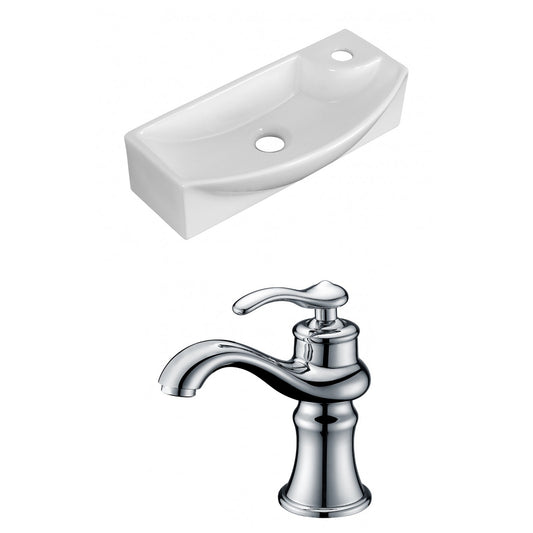 American Imaginations AI-15345 18" White Rectangular Ceramic Above Counter Bathroom Vessel Sink Set