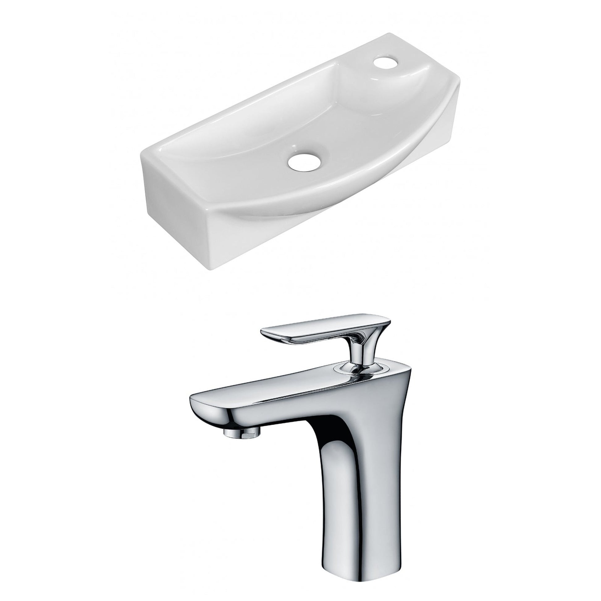 American Imaginations AI-15347 18" White Rectangular Ceramic Above Counter Bathroom Vessel Sink Set