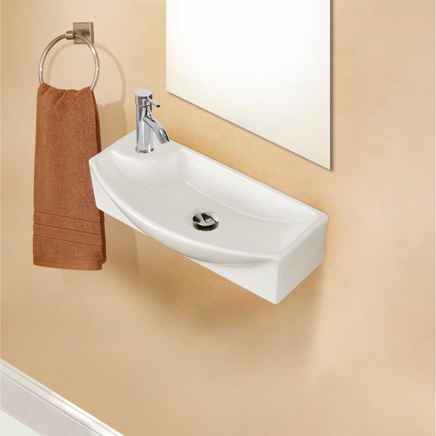 American Imaginations AI-15351 18" White Rectangular Ceramic Wall Mount Bathroom Vessel Sink Set