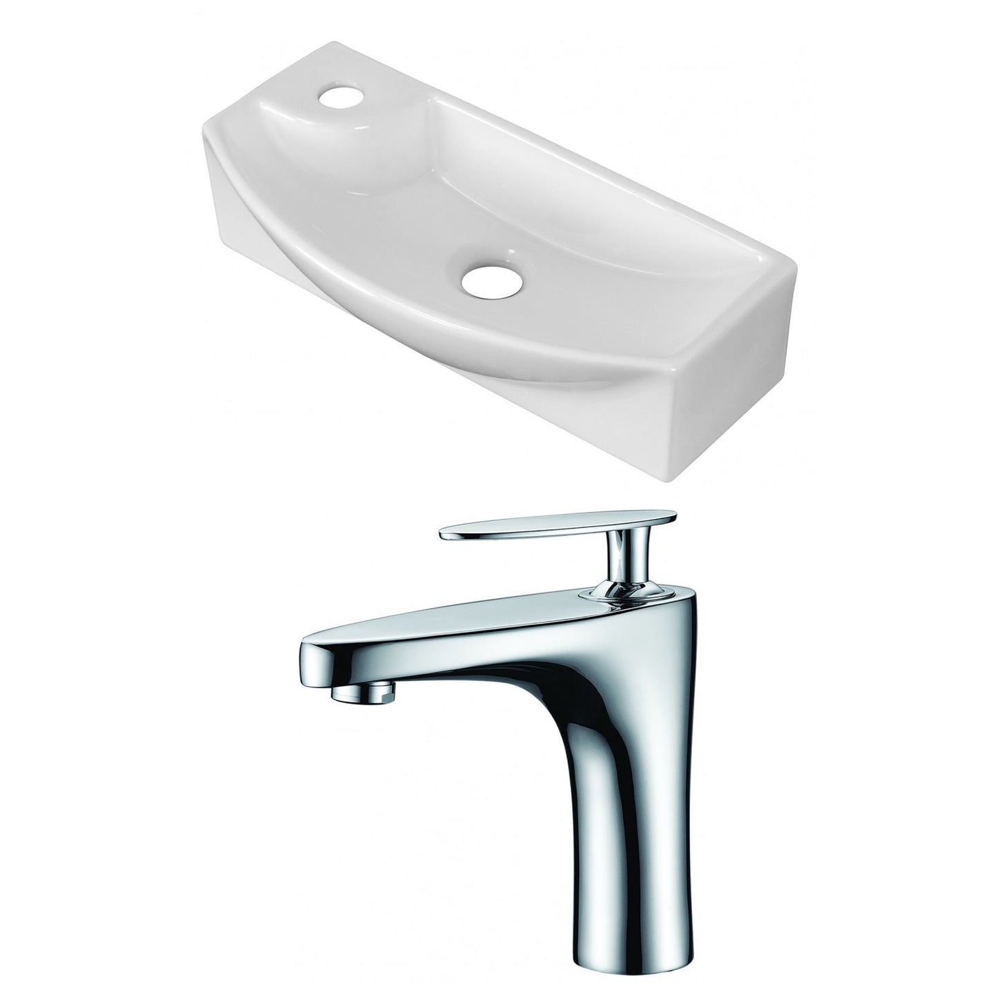 American Imaginations AI-15353 18" White Rectangular Ceramic Wall Mount Bathroom Vessel Sink Set