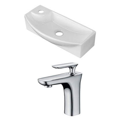 American Imaginations AI-15354 18" White Rectangular Ceramic Wall Mount Bathroom Vessel Sink Set