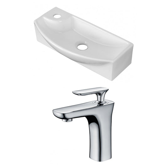 American Imaginations AI-15354 18" White Rectangular Ceramic Wall Mount Bathroom Vessel Sink Set