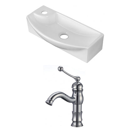 American Imaginations AI-15357 18" White Rectangular Ceramic Wall Mount Bathroom Vessel Sink Set
