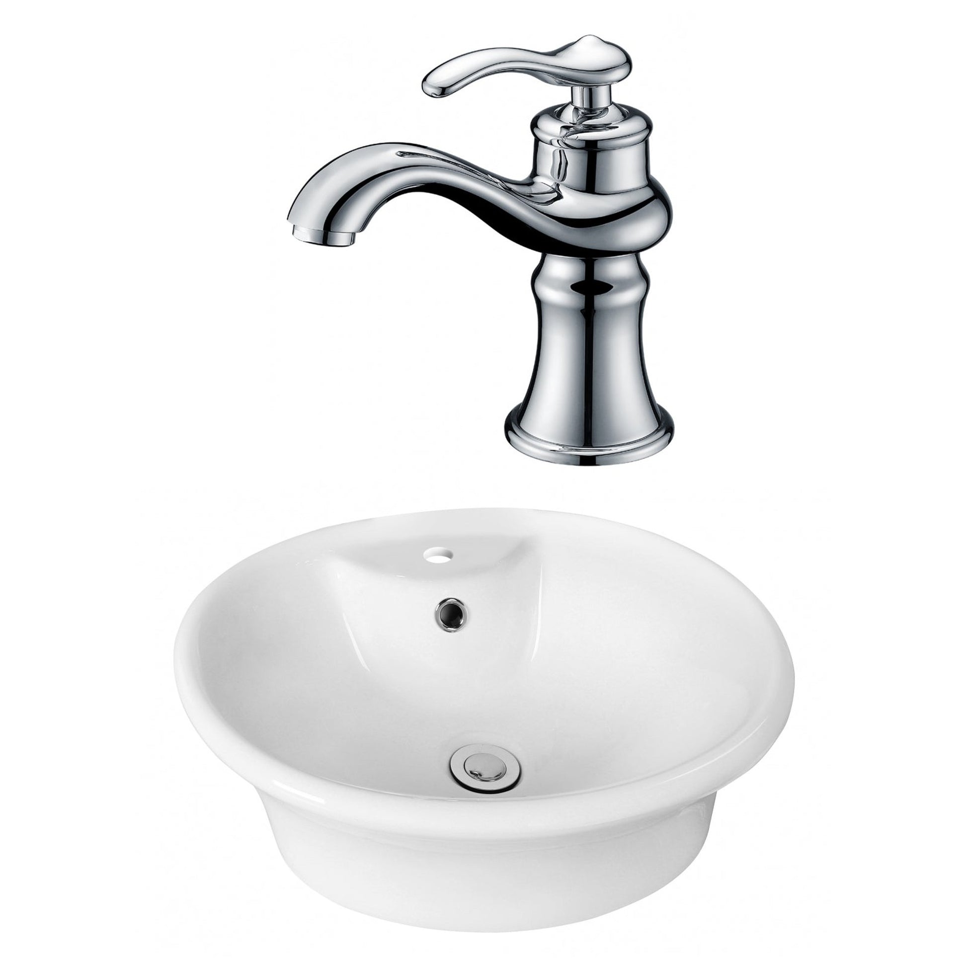American Imaginations AI-15359 19" White Oval Ceramic Above Counter Bathroom Vessel Sink Set