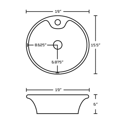 American Imaginations AI-15360 19" White Oval Ceramic Above Counter Bathroom Vessel Sink Set