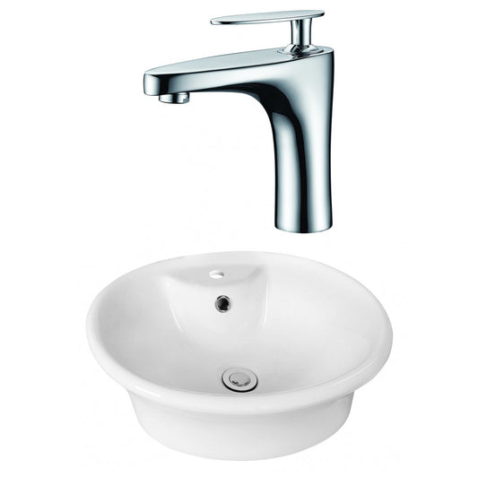 American Imaginations AI-15360 19" White Oval Ceramic Above Counter Bathroom Vessel Sink Set