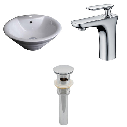 American Imaginations AI-15370 19" White Round Ceramic Above Counter Bathroom Vessel Sink Set