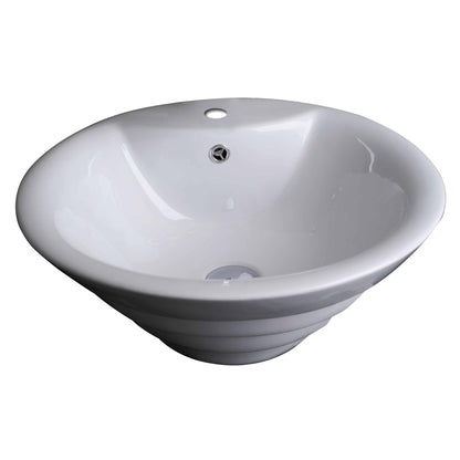 American Imaginations AI-15371 19" White Round Ceramic Above Counter Bathroom Vessel Sink Set