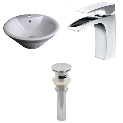 American Imaginations AI-15371 19" White Round Ceramic Above Counter Bathroom Vessel Sink Set
