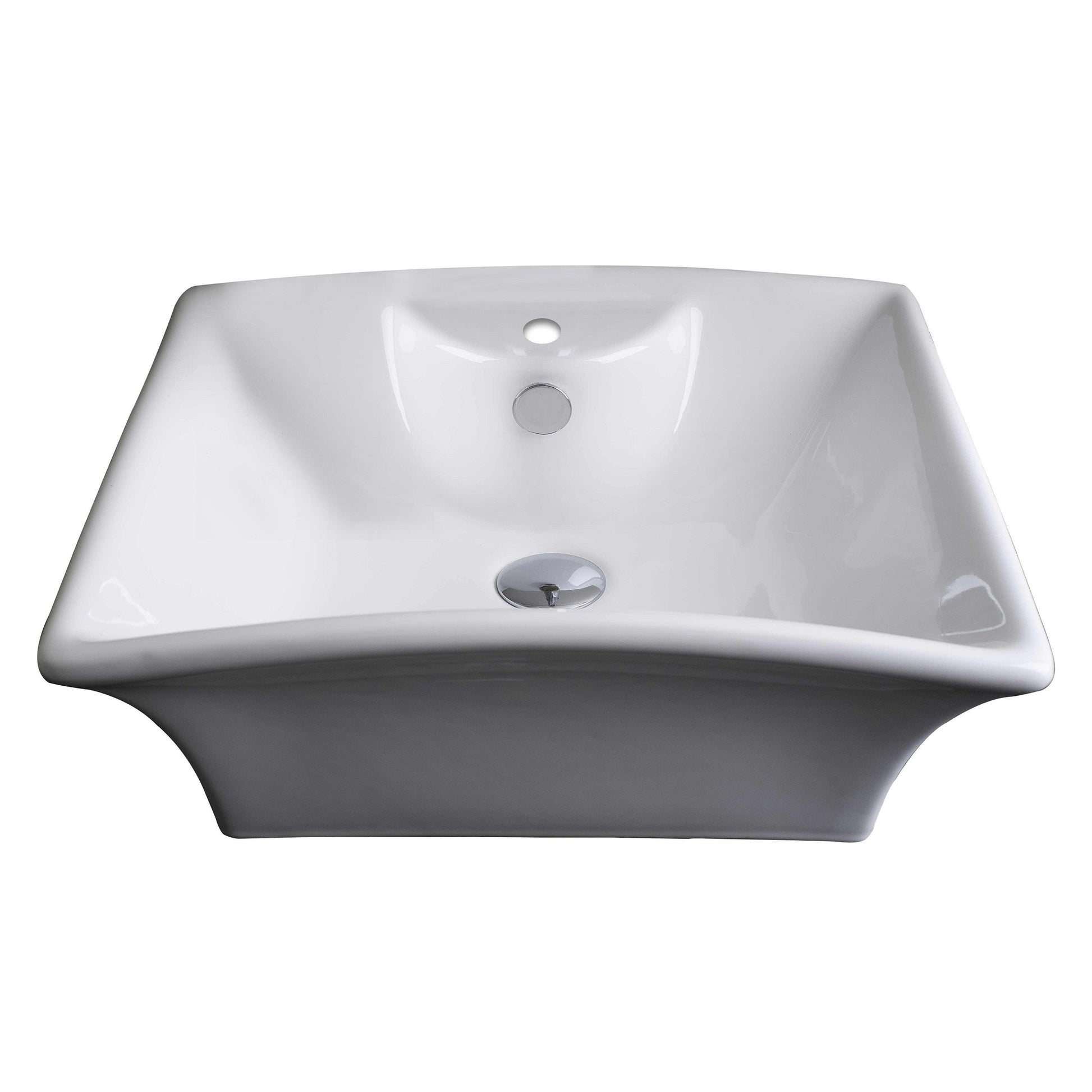 American Imaginations AI-15375 20" White Rectangular Ceramic Above Counter Bathroom Vessel Sink Set