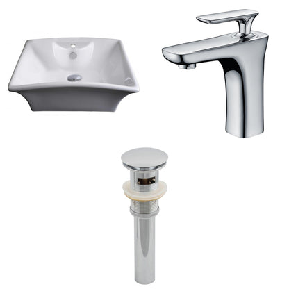 American Imaginations AI-15376 20" White Rectangular Ceramic Above Counter Bathroom Vessel Sink Set