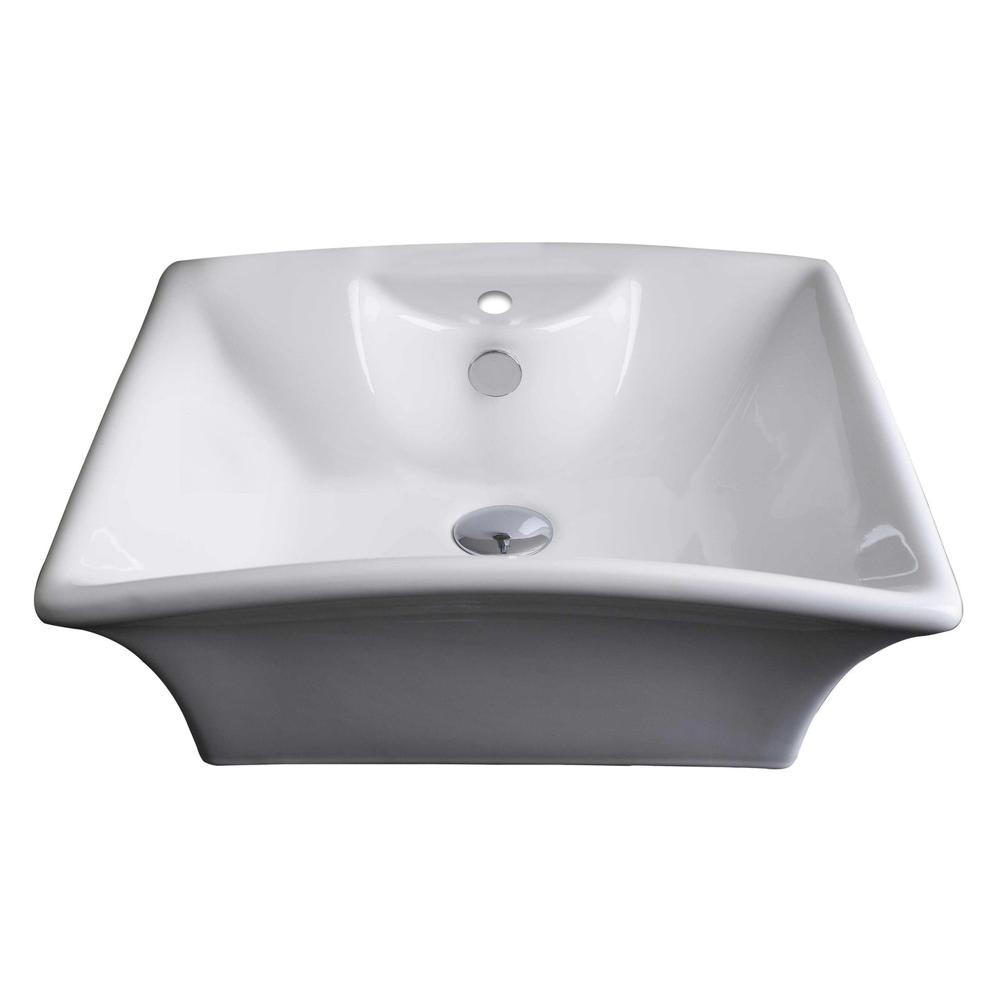 American Imaginations AI-15377 20" White Rectangular Ceramic Above Counter Bathroom Vessel Sink Set