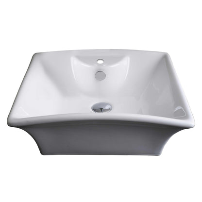 American Imaginations AI-15377 20" White Rectangular Ceramic Above Counter Bathroom Vessel Sink Set