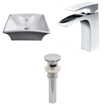 American Imaginations AI-15377 20" White Rectangular Ceramic Above Counter Bathroom Vessel Sink Set