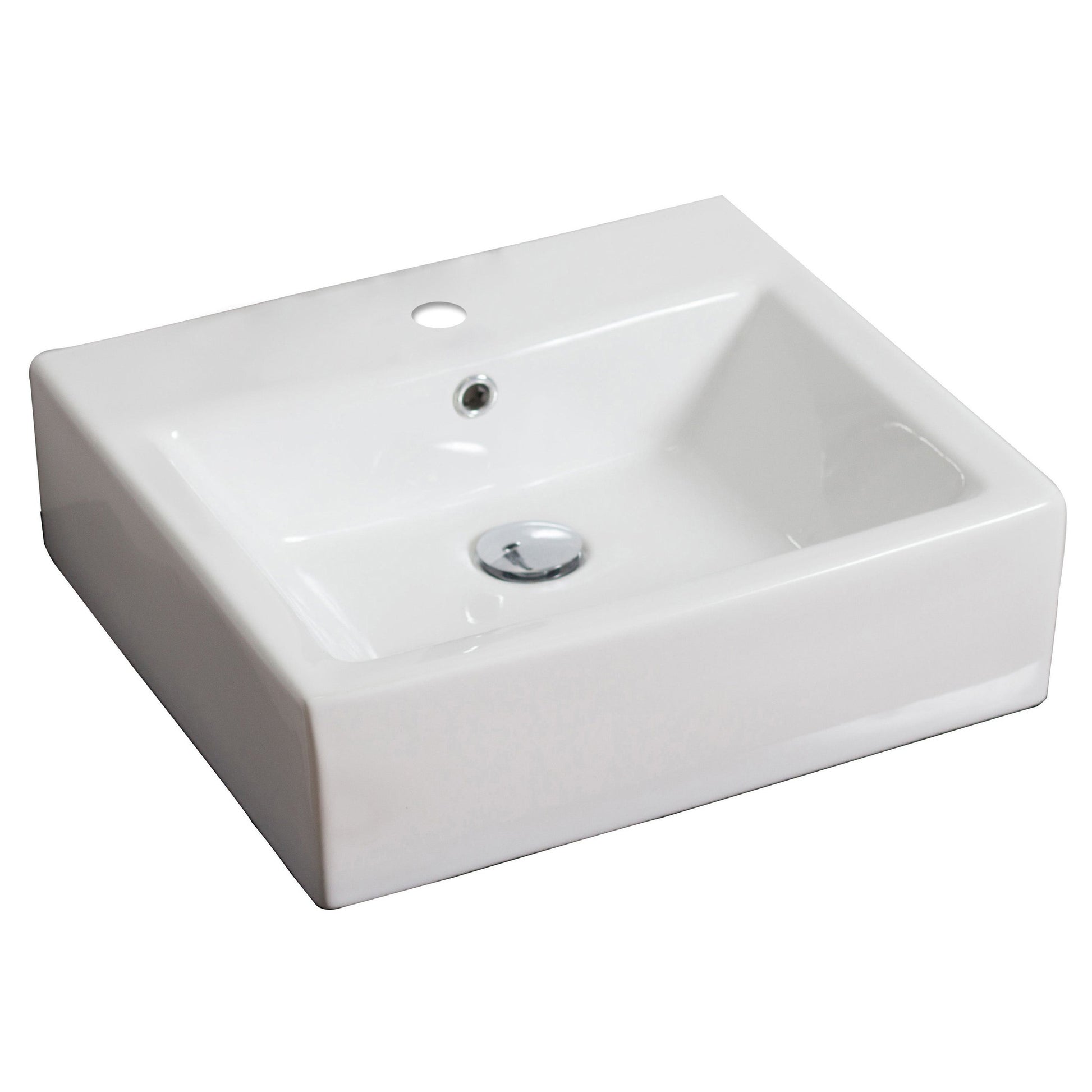 American Imaginations AI-15380 21" White Rectangular Ceramic Above Counter Bathroom Vessel Sink Set