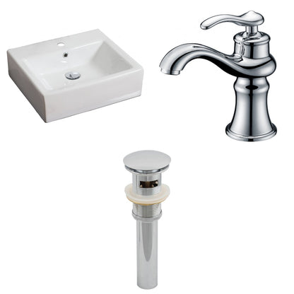 American Imaginations AI-15380 21" White Rectangular Ceramic Above Counter Bathroom Vessel Sink Set
