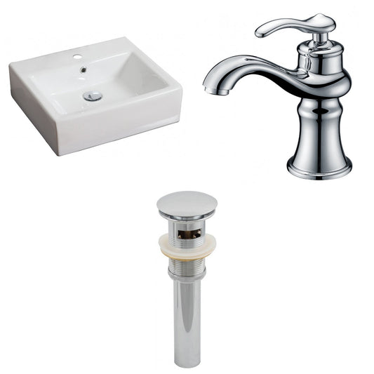 American Imaginations AI-15380 21" White Rectangular Ceramic Above Counter Bathroom Vessel Sink Set