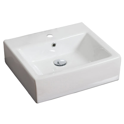 American Imaginations AI-15382 21" White Rectangular Ceramic Above Counter Bathroom Vessel Sink Set