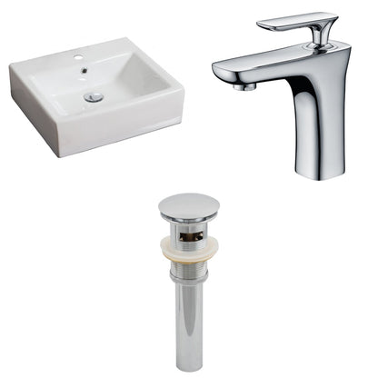 American Imaginations AI-15382 21" White Rectangular Ceramic Above Counter Bathroom Vessel Sink Set