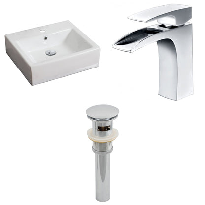 American Imaginations AI-15383 21" White Rectangular Ceramic Above Counter Bathroom Vessel Sink Set
